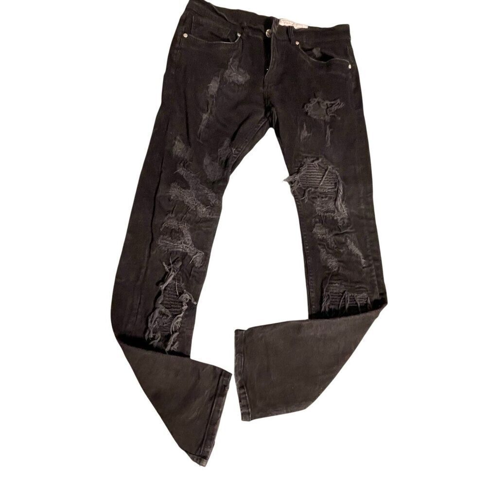 FWRD Denim Washed Up Men’s Jet Black Distressed Slim Fit Jeans